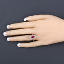 1.52 Carat Genuine Ruby and White Diamond 10K White Gold Ring