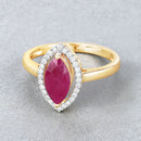 1.52 Carat Genuine Ruby and White Diamond 10K Yellow Gold Ring