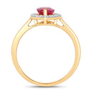 1.52 Carat Genuine Ruby and White Diamond 10K Yellow Gold Ring