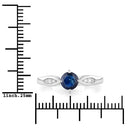 0.89 Carat Genuine Blue Sapphire and White Diamond 10K White Gold Ring
