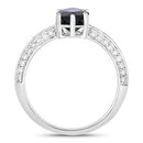 2.39 Carat Genuine Blue Sapphire and White Diamond 10K White Gold Ring