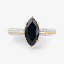 2.39 Carat Genuine Blue Sapphire and White Diamond 10K Yellow Gold Ring