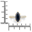 2.39 Carat Genuine Blue Sapphire and White Diamond 10K Yellow Gold Ring