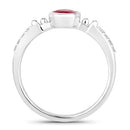 1.00 Carat Genuine Ruby and White Diamond 14K White Gold Ring