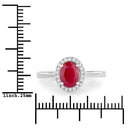 1.06 Carat Genuine Ruby and White Diamond 14K White Gold Ring