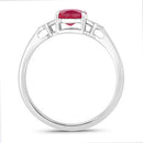 1.22 Carat Genuine Ruby and White Diamond 14K White Gold Ring