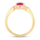 1.22 Carat Genuine Ruby and White Diamond 14K Yellow Gold Ring