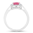 1.83 Carat Genuine Ruby and White Diamond 14K White Gold Ring