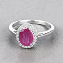 1.83 Carat Genuine Ruby and White Diamond 14K White Gold Ring