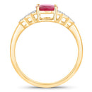 1.52 Carat Genuine Ruby and White Diamond 14K Yellow Gold Ring