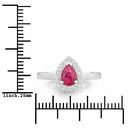 0.94 Carat Genuine Ruby and White Diamond 14K White Gold Ring