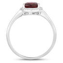1.30 Carat Genuine Ruby and White Diamond 14K White Gold Ring