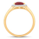 1.38 Carat Genuine Ruby and White Diamond 14K Yellow Gold Ring