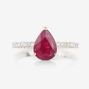 1.68 Carat Genuine Ruby and White Diamond 14K Yellow Gold Ring