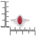 0.96 Carat Genuine Ruby and White Diamond 14K White Gold Ring