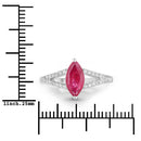 1.58 Carat Genuine Ruby and White Diamond 14K White Gold Ring