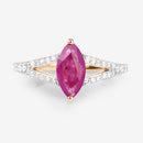 1.58 Carat Genuine Ruby and White Diamond 14K Yellow Gold Ring