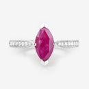1.51 Carat Genuine Ruby and White Diamond 14K White Gold Ring