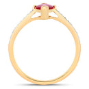1.51 Carat Genuine Ruby and White Diamond 14K Yellow Gold Ring