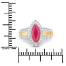 1.06 Carat Genuine Ruby and White Diamond 14K Yellow Gold Ring