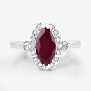 1.54 Carat Genuine Ruby and White Diamond 14K White Gold Ring