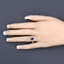 1.12 Carat Genuine Blue Sapphire and White Diamond 14K White Gold Ring