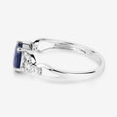 1.12 Carat Genuine Blue Sapphire and White Diamond 14K White Gold Ring