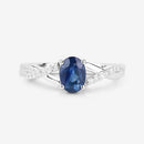 1.04 Carat Genuine Blue Sapphire and White Diamond 14K White Gold Ring