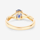 1.04 Carat Genuine Blue Sapphire and White Diamond 14K Yellow Gold Ring