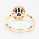 1.84 Carat Genuine Blue Sapphire and White Diamond 14K Yellow Gold Ring