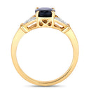 1.62 Carat Genuine Blue Sapphire and White Diamond 14K Yellow Gold Ring