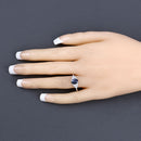 1.73 Carat Genuine Blue Sapphire and White Diamond 14K White Gold Ring