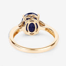 3.28 Carat Genuine Blue Sapphire and White Diamond 14K Yellow Gold Ring