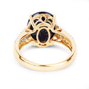 6.49 Carat Genuine Blue Sapphire and White Diamond 14K Yellow Gold Ring