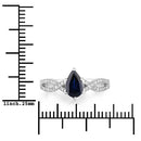 1.14 Carat Genuine Blue Sapphire and White Diamond 14K White Gold Ring