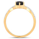 1.14 Carat Genuine Blue Sapphire and White Diamond 14K Yellow Gold Ring