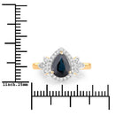 1.54 Carat Genuine Blue Sapphire and White Diamond 14K Yellow Gold Ring