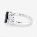 1.50 Carat Genuine Blue Sapphire and White Diamond 14K White Gold Ring