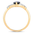 1.50 Carat Genuine Blue Sapphire and White Diamond 14K Yellow Gold Ring