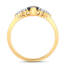 1.47 Carat Genuine Blue Sapphire and White Diamond 14K Yellow Gold Ring