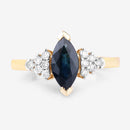 1.47 Carat Genuine Blue Sapphire and White Diamond 14K Yellow Gold Ring