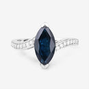 2.26 Carat Genuine Blue Sapphire and White Diamond 14K White Gold Ring