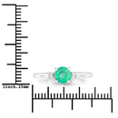 0.71 Carat Genuine Zambian Emerald and White Diamond 14K White Gold Ring