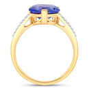 2.66 Carat Genuine Tanzanite and White Diamond 14K Yellow Gold Ring