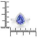2.72 Carat Genuine Tanzanite and White Diamond 14K White Gold Ring