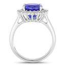 5.92 Carat Genuine Tanzanite and White Diamond 14K White Gold Ring