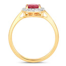 1.12 Carat Genuine Ruby and White Diamond 14K Yellow Gold Ring