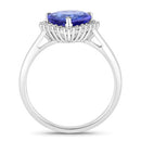 2.60 Carat Genuine Tanzanite and White Diamond 14K White Gold Ring