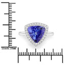 3.23 Carat Genuine Tanzanite and White Diamond 14K White Gold Ring