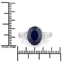 4.50 Carat Genuine Blue Sapphire and White Diamond 14K White Gold Ring